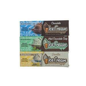 Brush Buddies Ice Cream Flavored Toothpaste Mint Chocolate,Vanilla &Chocolate